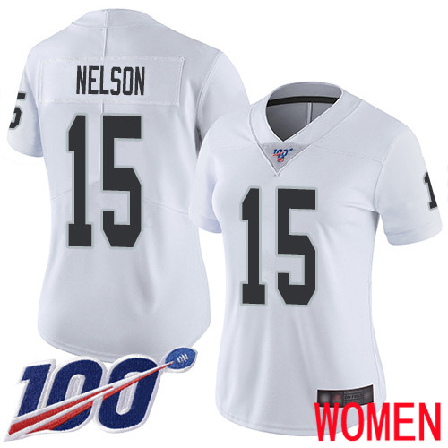 Oakland Raiders Limited White Women J J Nelson Road Jersey NFL Football 15 100th Season Vapor Jersey